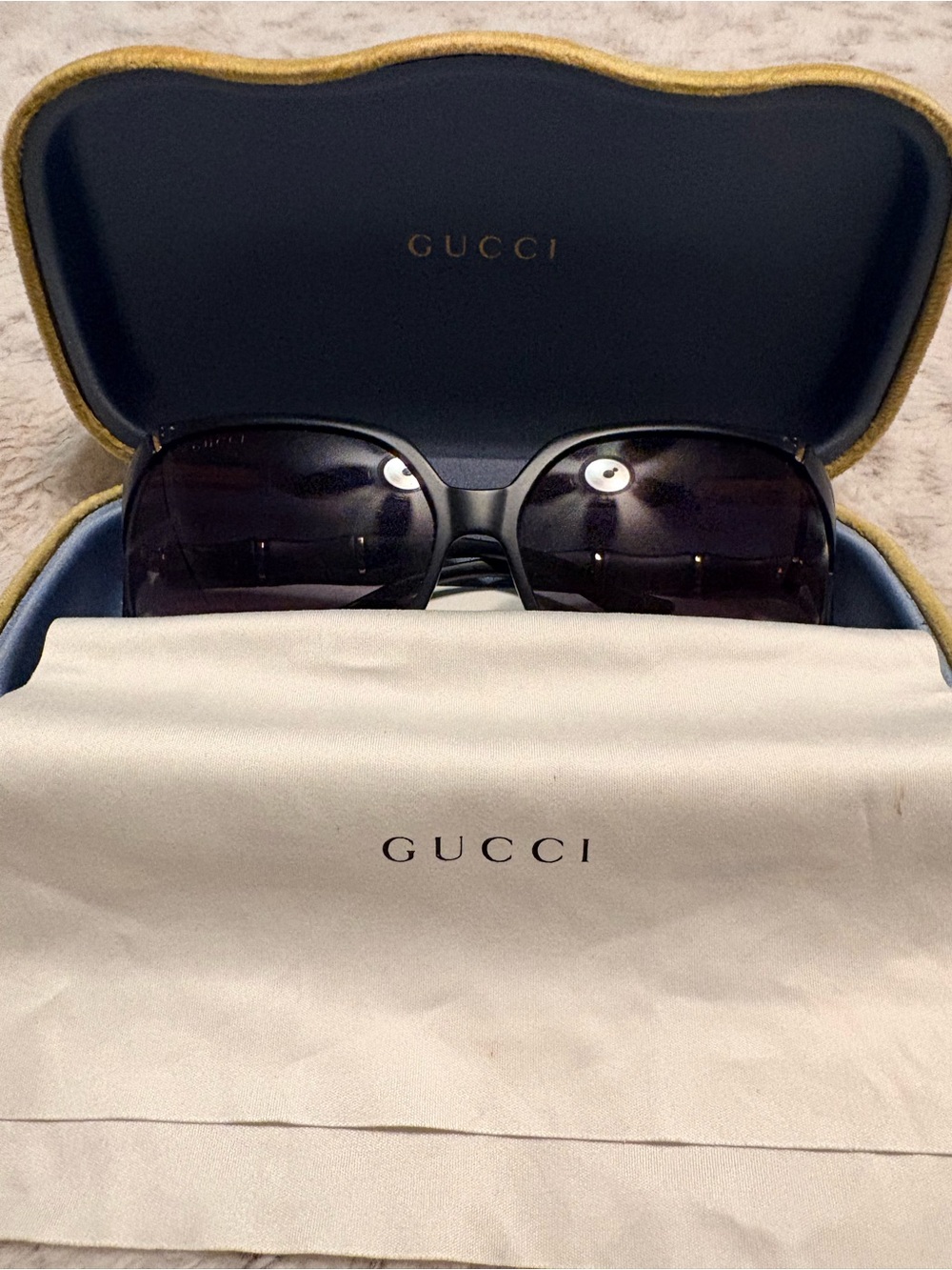 Gucci Black Frame Sunglasses with Dark Gradient Lenses